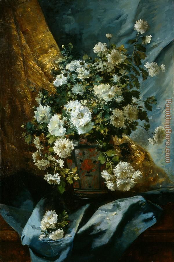 Still Life of Chrysanthemums painting - Eugene Henri Cauchois Still Life of Chrysanthemums art painting